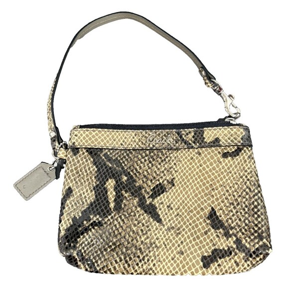 Coach Wallet Embossed Brown Python Snakeskin Medium Wristlet - Picture 2 of 11